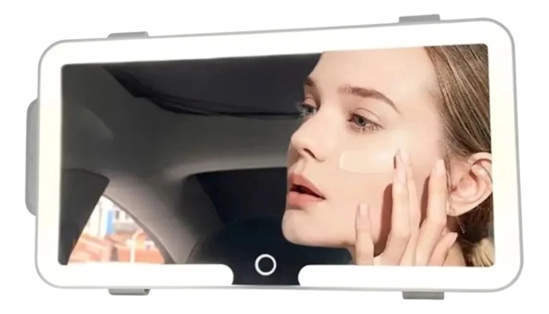 ESPEJO VISERA CARRO MAQUILLAJE LUZ LED RECARGABLE ALJ - 2