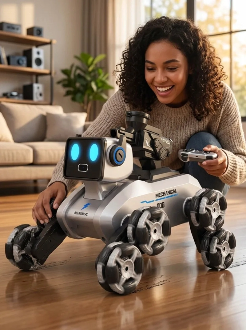ROBOT PERRO RADIO CONTROL 8 RUEDAS SENSORES GESTOS MV - 3