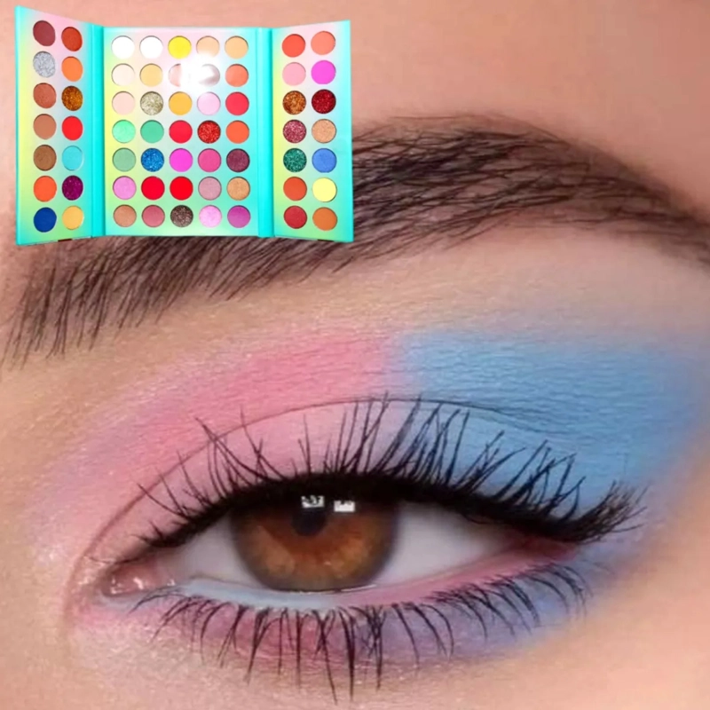 PALETA SOMBRAS 63 COLORES TEXTURA SATINADA ATERCIOPELADA MV - 9