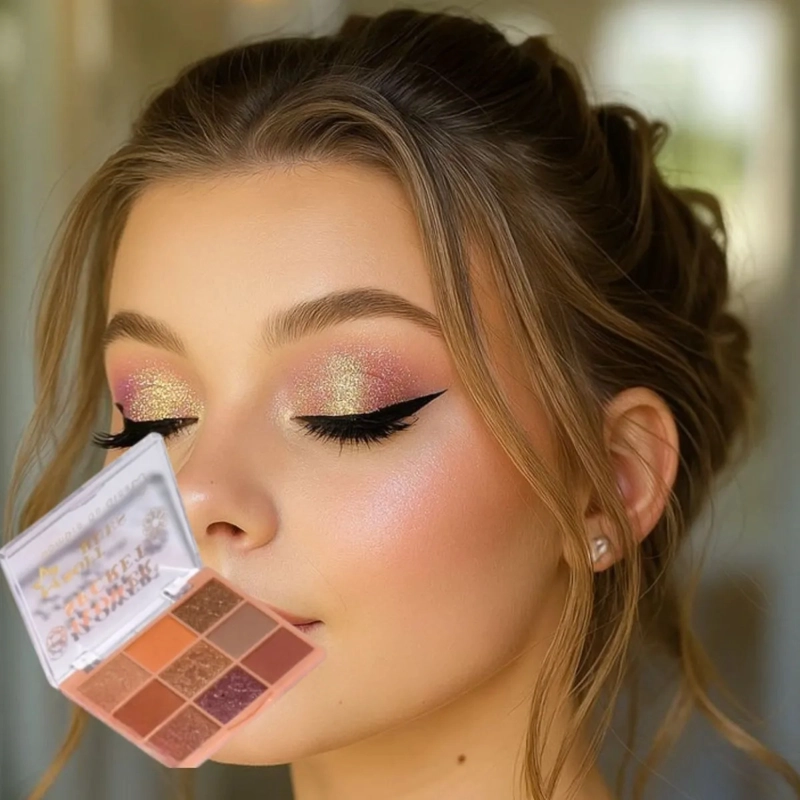 PALETA SOMBRAS OJOS 9 COLORES TEXTURA SEDOSA PROFESIONAL MV - 7