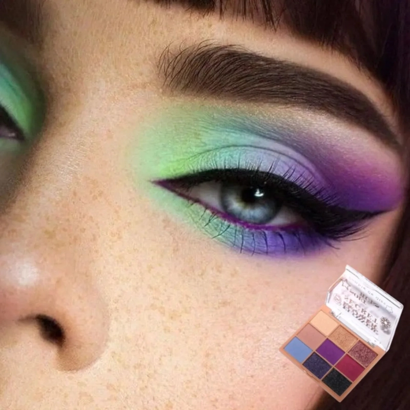 PALETA SOMBRAS OJOS 9 COLORES TEXTURA SEDOSA PROFESIONAL MV - 8