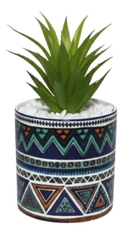 MACETA ARTIFICIAL DECORATIVA ETNICA PLANTA SUCULENTA ALJ - 2