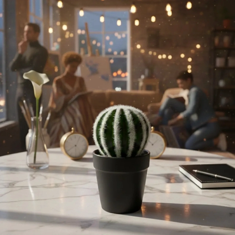 SET 2 CACTUS DECORATIVOS MINIMALISTAS PLANTA ARTIFICIAL ALJ - 4