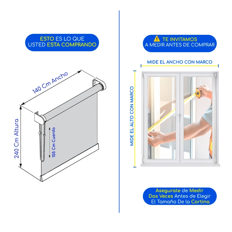 CORTINA ROLLER SUNSCREEN 140X240 CM LISO FILTRO SOLAR GUIZA - 3