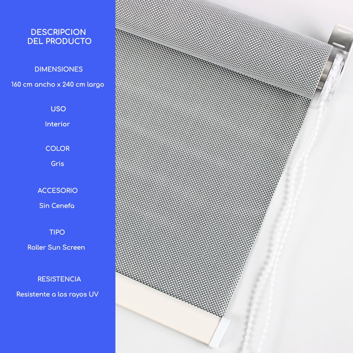 CORTINA ROLLER SUNSCREEN 160X240 CM LISO FILTRO SOLAR GUIZA - 4