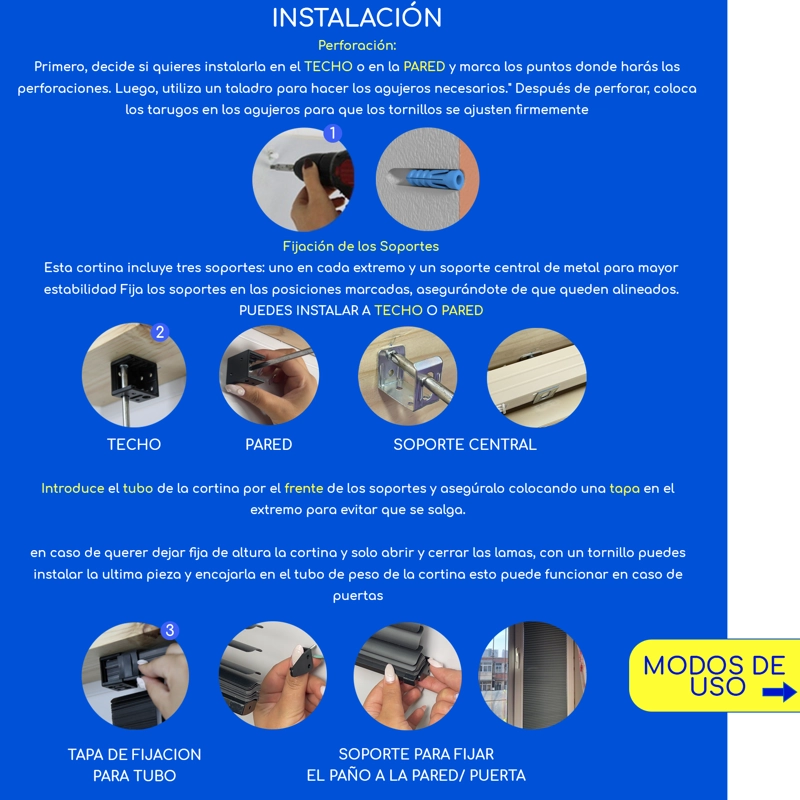 CORTINA ROLLER PERSIANA PVC 180X165 CM VENECIANA MANUALES GUIZA - 7
