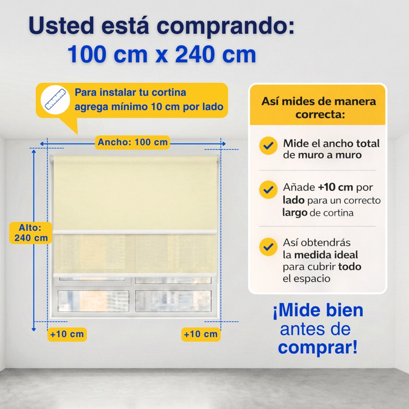 CORTINA ROLLER BLACKOUT 2 PAÑO 100X240 DOBLE CON VISILLO SIN CENEFA - 3