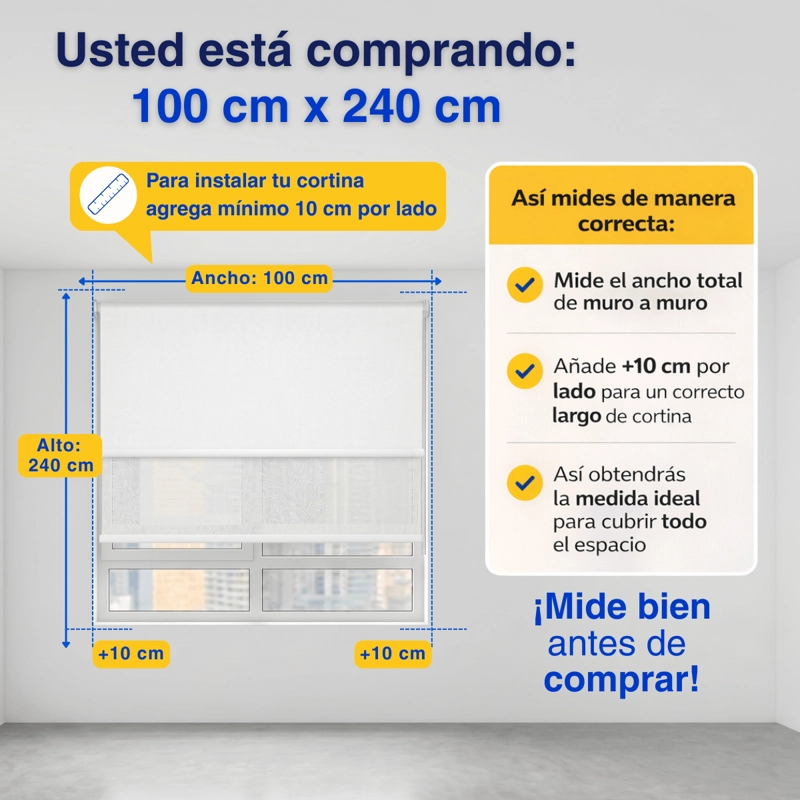 CORTINA ROLLER BLACKOUT 2 PAÑO 100X240 DOBLE CON VISILLO SIN CENEFA - 3