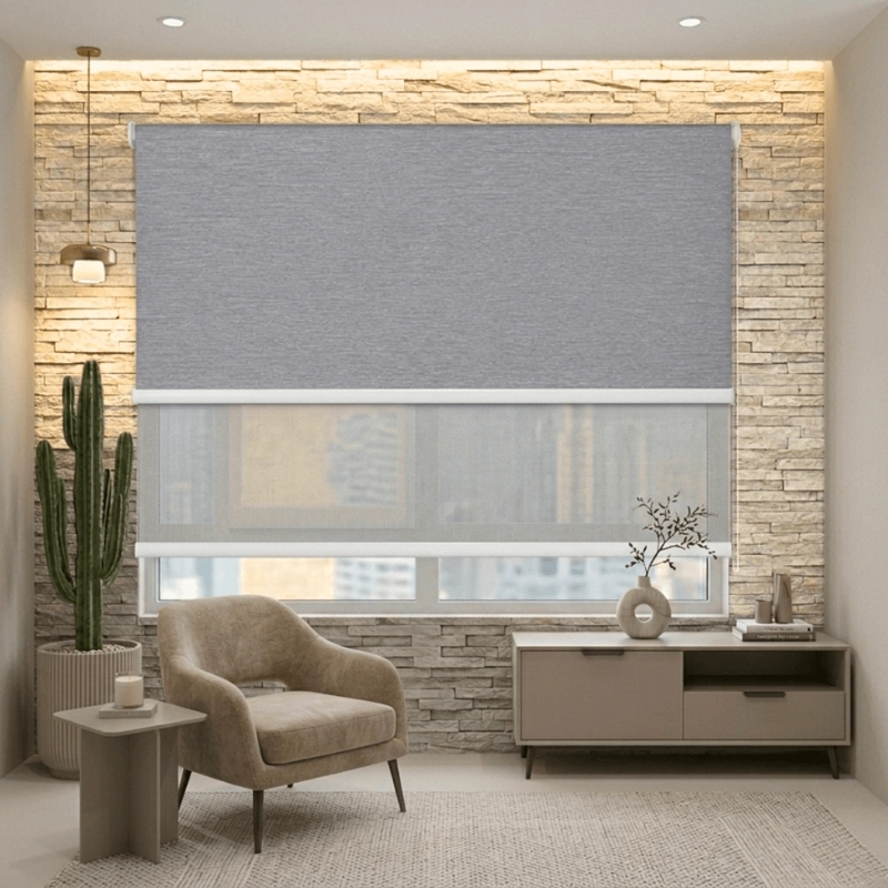 CORTINA ROLLER BLACKOUT 2 PAÑO 100X240 DOBLE CON VISILLO SIN CENEFA - 4