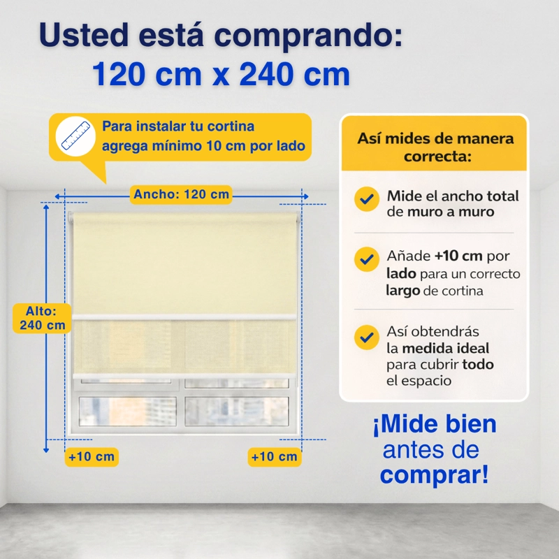 CORTINA ROLLER BLACKOUT 2 PAÑO 120X240 DOBLE CON VISILLO SIN CENEFA GUIZA - 3