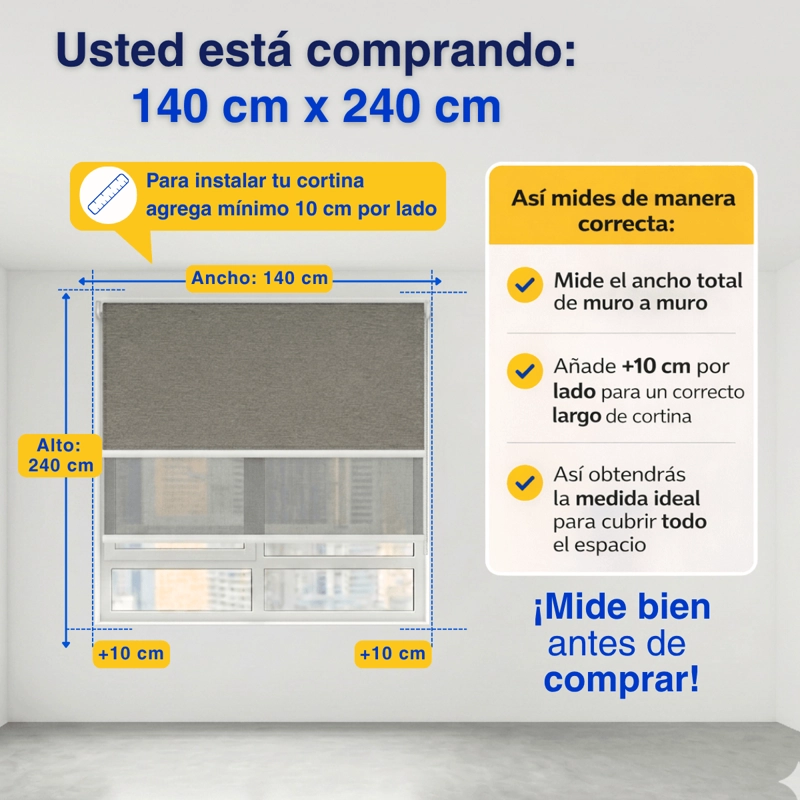 CORTINA ROLLER BLACKOUT 2 PAÑO 140X240 DOBLE CON VISILLO SIN CENEFA GUIZA - 3