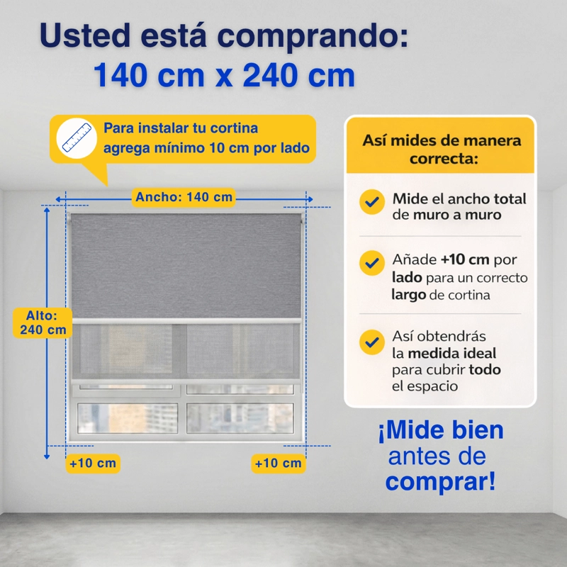 CORTINA ROLLER BLACKOUT 2 PAÑO 140X240 DOBLE CON VISILLO SIN CENEFA GUIZA - 3