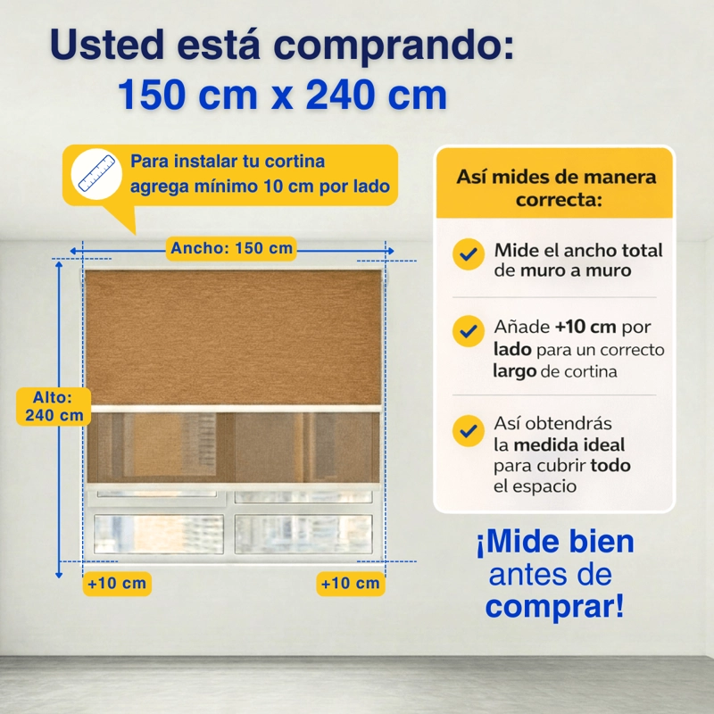CORTINA ROLLER BLACKOUT 2 PAÑO 150X240 DOBLE CON VISILLO SIN CENEFA GUIZA - 3