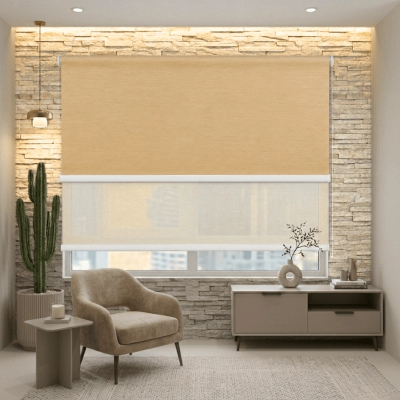 CORTINA ROLLER BLACKOUT 2 PAÑO 150X240 DOBLE CON VISILLO SIN CENEFA GUIZA - 4