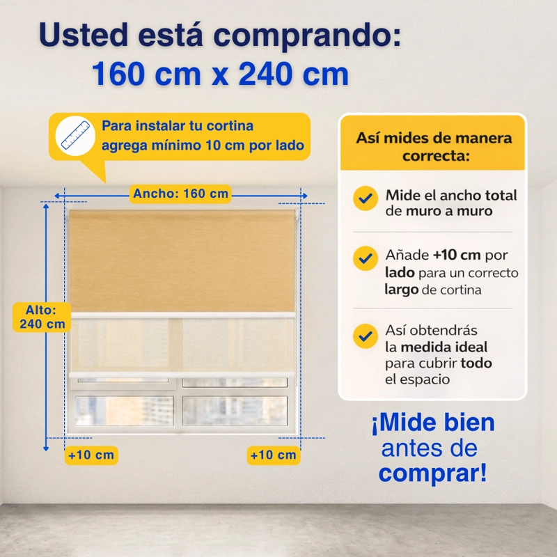 CORTINA ROLLER BLACKOUT 2 PAÑO 160X240 DOBLE CON VISILLO SIN CENEFA GUIZA - 3