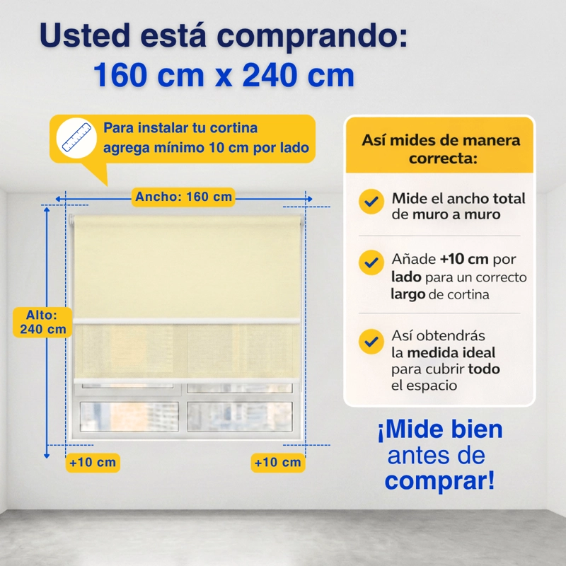CORTINA ROLLER BLACKOUT 2 PAÑO 160X240 DOBLE CON VISILLO SIN CENEFA GUIZA - 3
