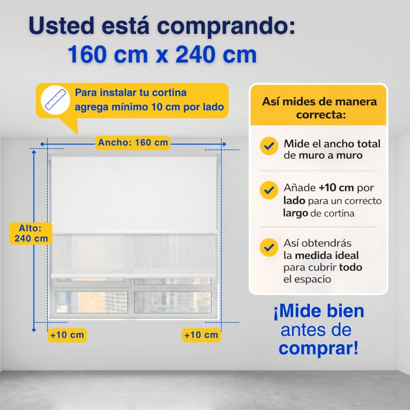 CORTINA ROLLER BLACKOUT 2 PAÑO 160X240 DOBLE CON VISILLO SIN CENEFA GUIZA - 3