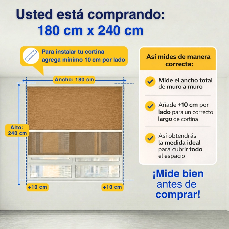 CORTINA ROLLER BLACKOUT 2 PAÑO 180X240 DOBLE CON VISILLO SIN CENEFA GUIZA - 3