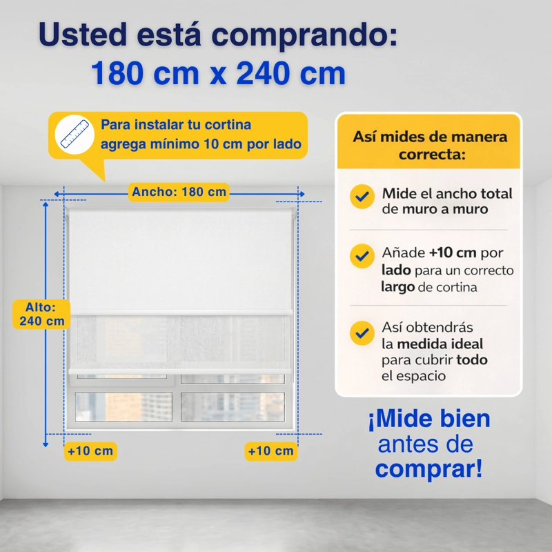 CORTINA ROLLER BLACKOUT 2 PAÑO 180X240 DOBLE CON VISILLO SIN CENEFA GUIZA - 3