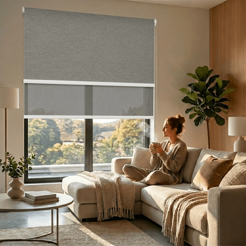 CORTINA ROLLER BLACKOUT 2 PAÑO 180X240 DOBLE CON VISILLO SIN CENEFA GUIZA - 7