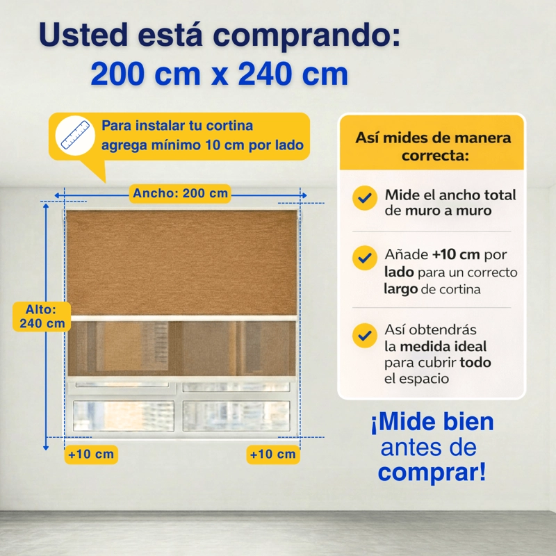CORTINA ROLLER BLACKOUT 2 PAÑO 200X240 DOBLE CON VISILLO SIN CENEFA GUIZA - 3
