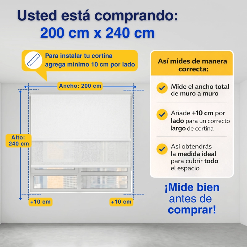CORTINA ROLLER BLACKOUT 2 PAÑO 200X240 DOBLE CON VISILLO SIN CENEFA GUIZA - 3