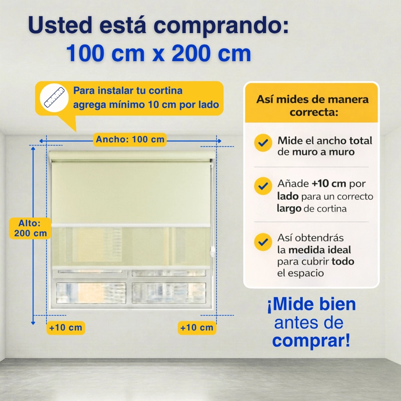 CORTINA ROLLER BLACKOUT 2 PAÑO 100X200 DOBLE CON VISILLO Y CENEFA GUIZA - 2