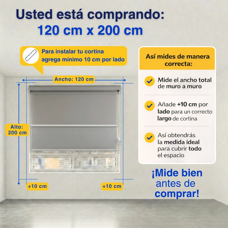 CORTINA ROLLER BLACKOUT 2 PAÑO 120X200 DOBLE CON VISILLO Y CENEFA GUIZA - 2
