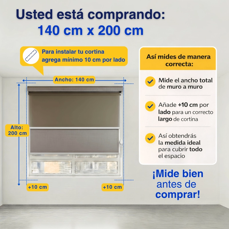 CORTINA ROLLER BLACKOUT 2 PAÑO 140X200 DOBLE CON VISILLO Y CENEFA GUIZA - 2