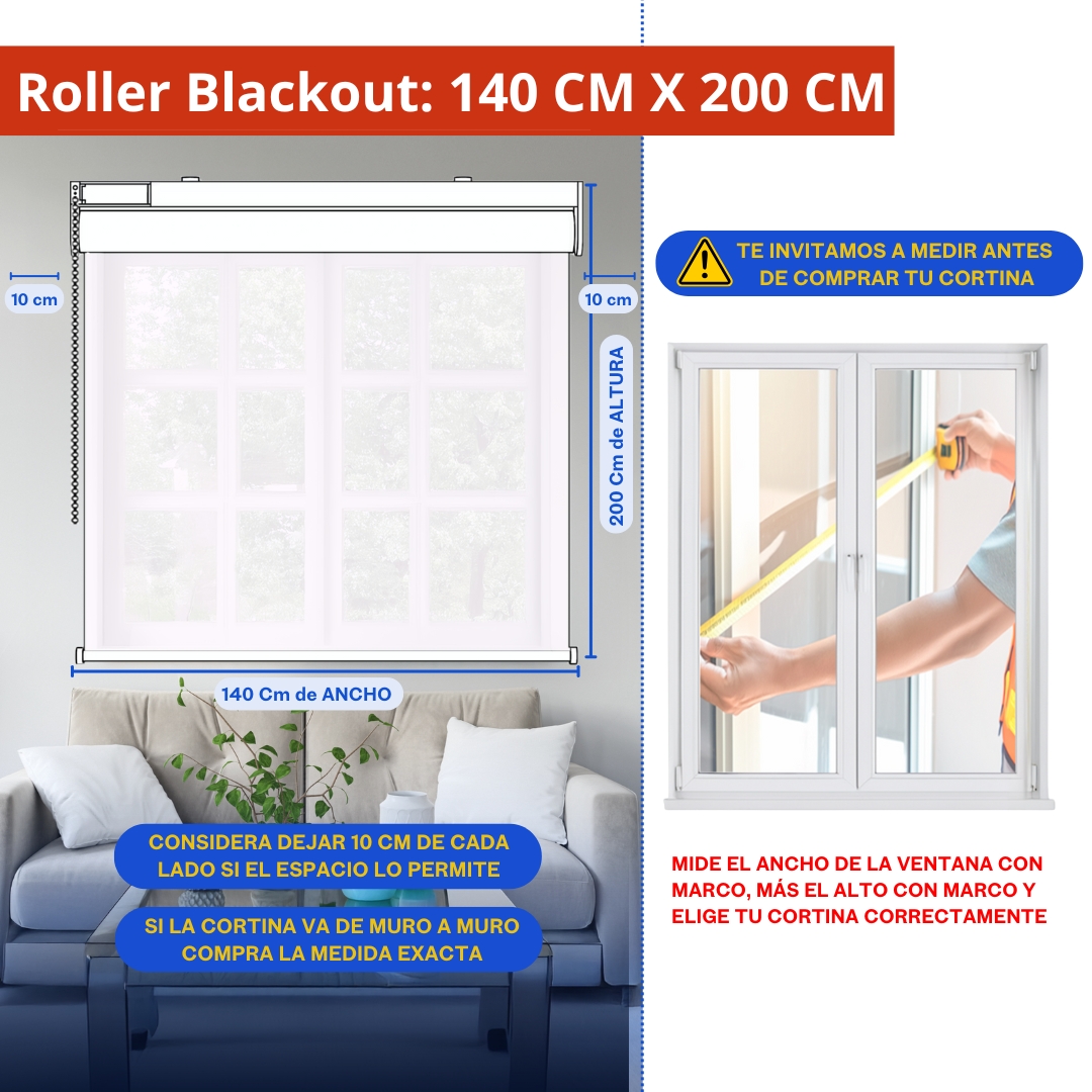 CORTINA ROLLER BLACKOUT 2 PAÑO 140X200 DOBLE CON VISILLO Y CENEFA GUIZA - 2