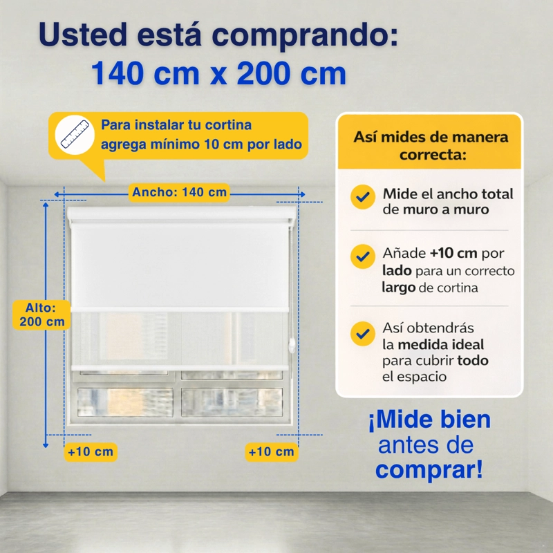 CORTINA ROLLER BLACKOUT 2 PAÑO 140X200 DOBLE CON VISILLO Y CENEFA GUIZA - 2