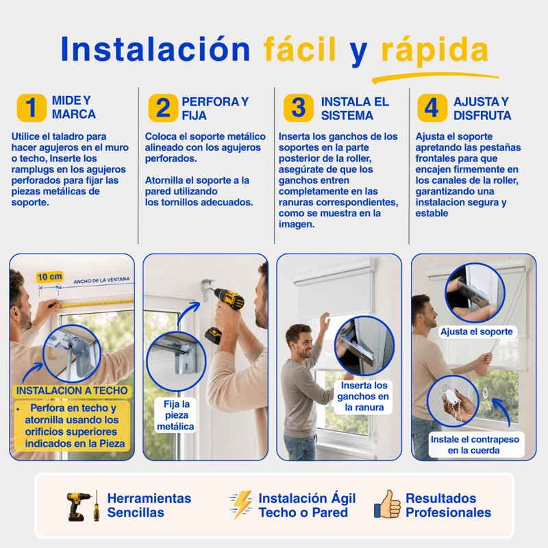 CORTINA ROLLER BLACKOUT 2 PAÑO 150X200 DOBLE CON VISILLO Y CENEFA GUIZA - 10