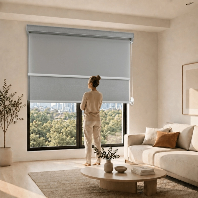 CORTINA ROLLER BLACKOUT 2 PAÑO 150X200 DOBLE CON VISILLO Y CENEFA GUIZA - 11