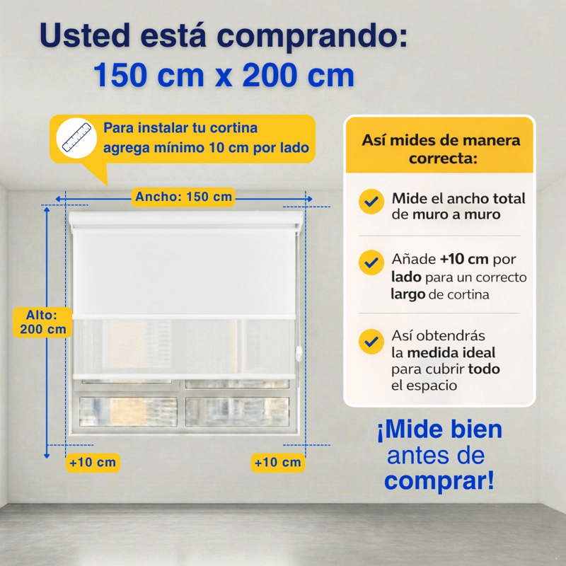 CORTINA ROLLER BLACKOUT 2 PAÑO 150X200 DOBLE CON VISILLO Y CENEFA GUIZA - 2