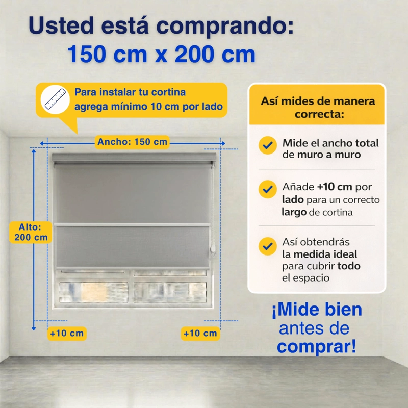 CORTINA ROLLER BLACKOUT 2 PAÑO 150X200 DOBLE CON VISILLO Y CENEFA GUIZA - 2