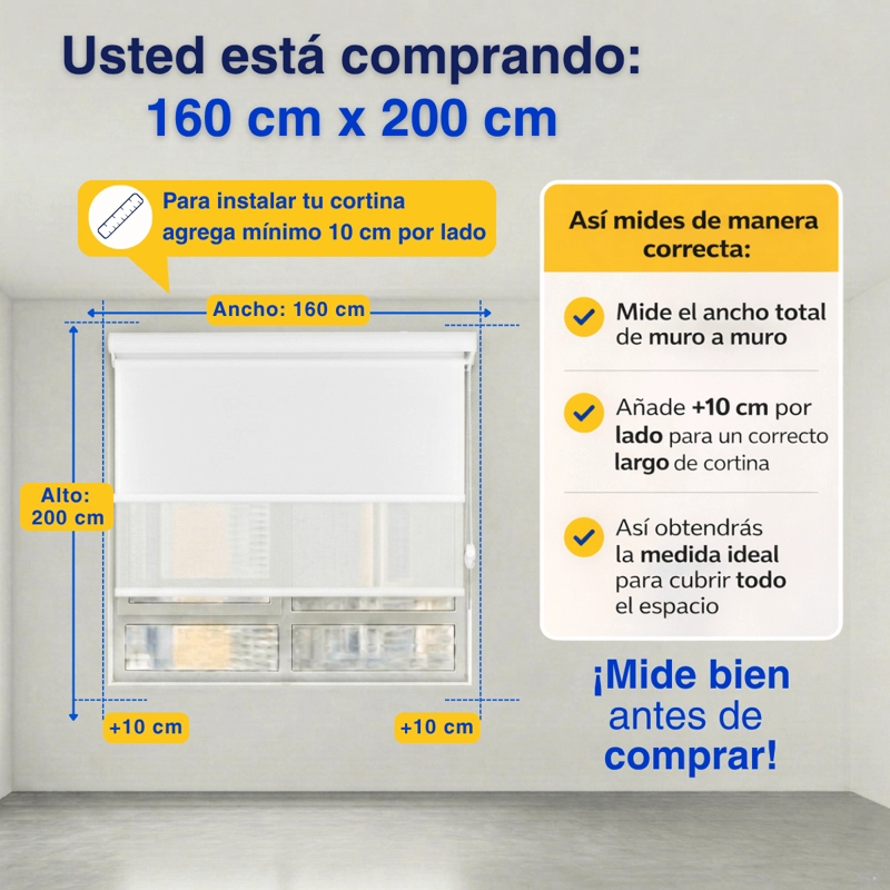 CORTINA ROLLER BLACKOUT 2 PAÑO 160X200 DOBLE CON VISILLO Y CENEFA GUIZA - 2