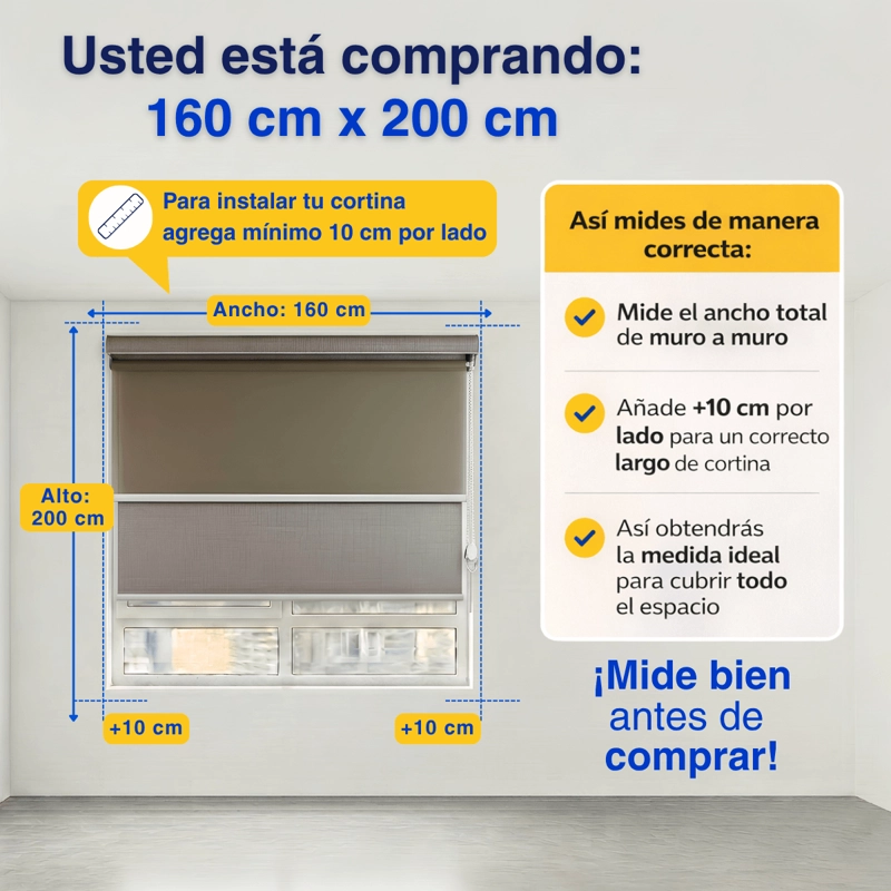 CORTINA ROLLER BLACKOUT 2 PAÑO 160X200 DOBLE CON VISILLO Y CENEFA GUIZA - 2