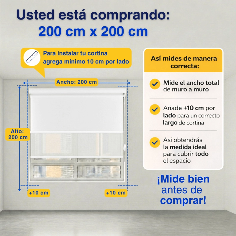CORTINA ROLLER BLACKOUT 2 PAÑO 200X200 DOBLE CON VISILLO Y CENEFA GUIZA - 2