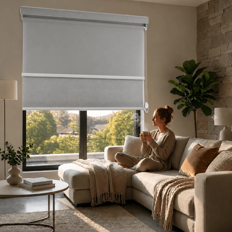 CORTINA ROLLER BLACKOUT 2 PAÑO 200X200 DOBLE CON VISILLO Y CENEFA GUIZA - 8