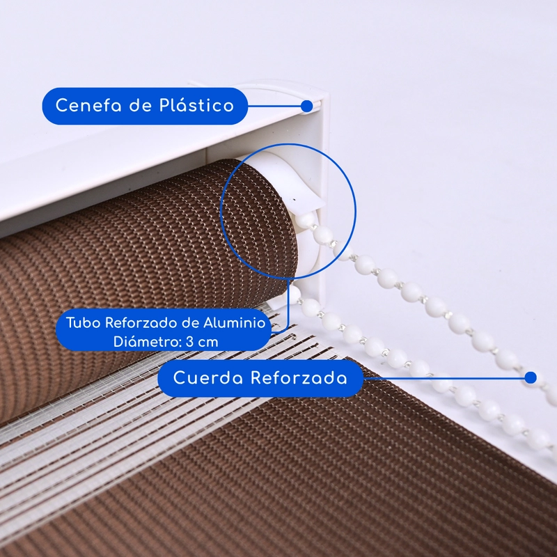 CORTINA ROLLER DUO ZEBRA DIA Y NOCHE CENEFA PVC 80X200 GUIZA - 4