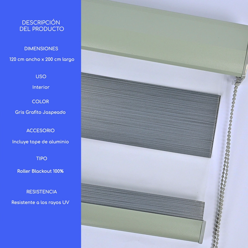 CORTINA ROLLER DUO BLACKOUT 100% DIA Y NOCHE PREMIUM 120 X 200 CM GUIZA - 4