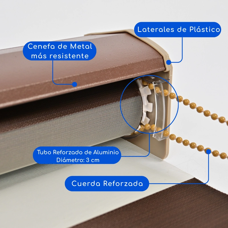 CORTINA ROLLER DUO BLACKOUT 100% DIA Y NOCHE PREMIUM 100 X 200 CM GUIZA - 3