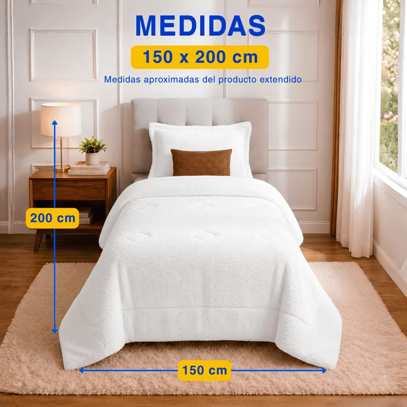 PLUMON COBERTOR CHIPORRO PREMIUM DOBLE TEXTURA INVIERNO 1 PLAZA GUIZA - 3