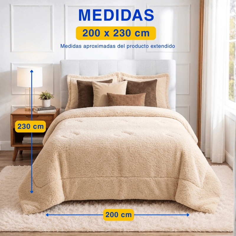 PLUMON COBERTOR CHIPORRO PREMIUM DOBLE TEXTURA INVIERNO 2 PLAZA GUIZA - 3
