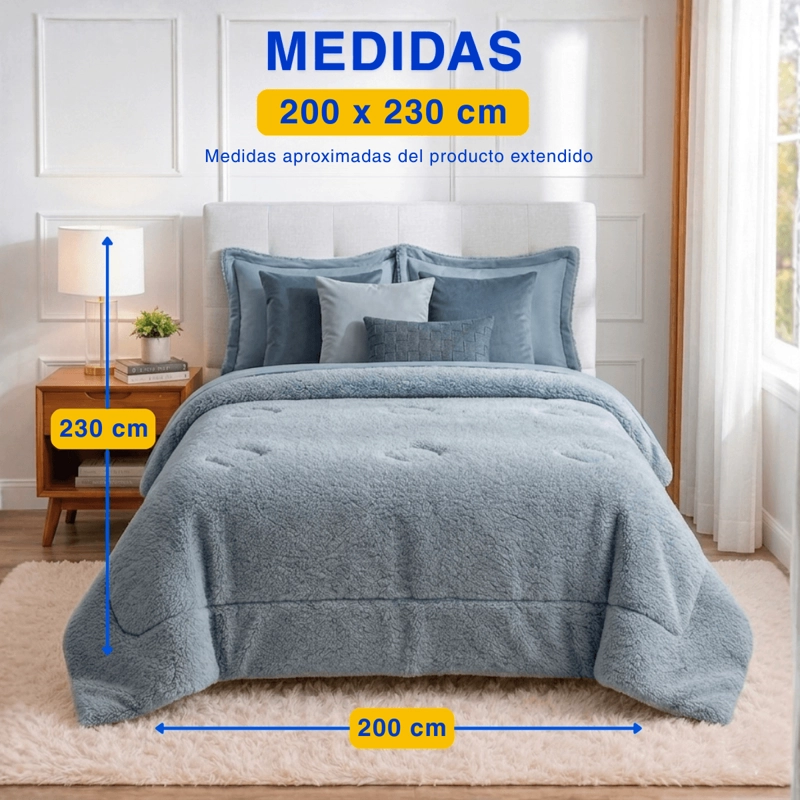 PLUMON COBERTOR CHIPORRO PREMIUM DOBLE TEXTURA INVIERNO 2 PLAZA GUIZA - 3