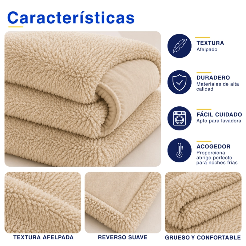 PLUMON COBERTOR CHIPORRO PREMIUM DOBLE TEXTURA INVIERNO 2 PLAZA GUIZA - 4