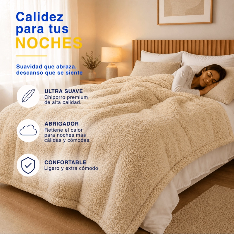 PLUMON COBERTOR CHIPORRO PREMIUM DOBLE TEXTURA INVIERNO 2 PLAZA GUIZA - 5