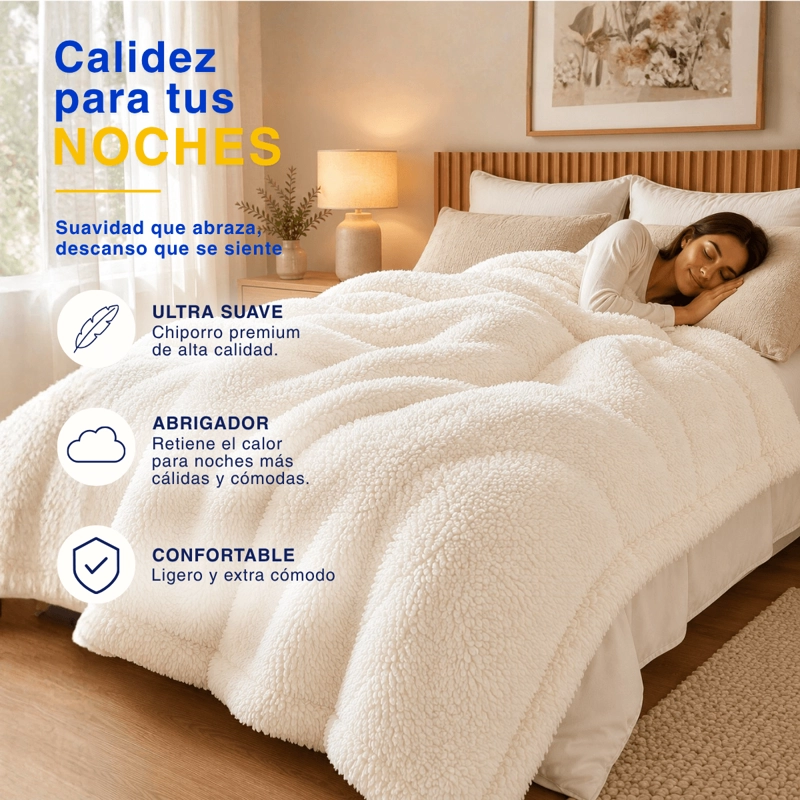 PLUMON COBERTOR CHIPORRO PREMIUM DOBLE TEXTURA INVIERNO KING GUIZA - 5