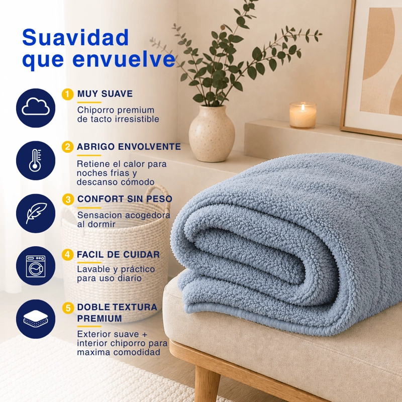 PLUMON COBERTOR CHIPORRO PREMIUM DOBLE TEXTURA INVIERNO KING GUIZA - 8