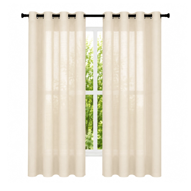 CORTINA VISILLO VELO FINO TRASLUCIDO 2 PAÑOS 140X240 BEIGE GUIZA - 1